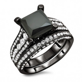 Black Wedding Band Ring Set for Women and men 4ct  5A Zircon ring