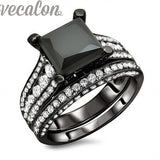 Black Wedding Band Ring Set for Women and men 4ct  5A Zircon ring