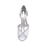 8 color Satin Crystals Wedding Shoes for Bride Peep Toe Ankle Strap Bridal Heels