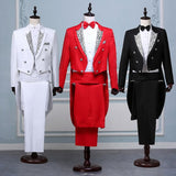 Mens Classic wedding Tuxedo Grooms Print wedding suit with tail coat