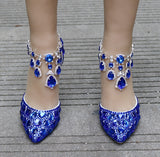 Crystal rhinestone ankle strap Wedding heels
