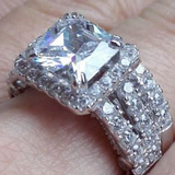 2.8 Ct Princess Cut CZ Solid 925 Sterling Silver Wedding ring set