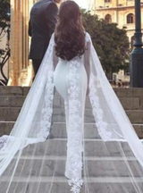 Lace Cape Bridal Pants For Wedding V Neck Wedding Bridal Jumpsuit