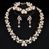 Simulated Pearl Bridal Jewelry Set  Earrings Bracelets Necklace Sets