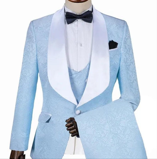 Custom designer blue tuxedo 3 piece suit | Wedding suits men black, Stylish  men wear, Blue tuxedos