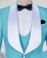 Mens Light Blue Wedding Suit Mens Tuxedo Prom Party Suits