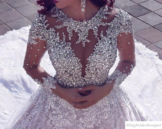 Long Sleeved Lace Wedding Gown with Luxury beading – Bling Brides ...