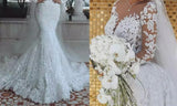 Elegant  Lace  Mermaid Wedding Dress With long Sleeves