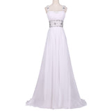 White Chiffon Beach Wedding prom party dress at Bling Brides Bouquet On line Bridal Store
