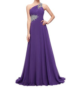 Chiffon Bridesmaid /Prom Dresses One Shoulder Prom Dress at Bling Brides Bouquet Online Bridal Store