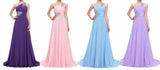 Chiffon Bridesmaid /Prom Dresses One Shoulder Prom Dress at Bling Brides Bouquet Online Bridal Store