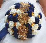 Custom wedding bridal bouquets gold crystal sparkle bouquet for bride