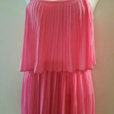 Pink Pleated Ruffled Maxi Dress, Chiffon pleated maxi dress, Long tiered Maxi-dress,
