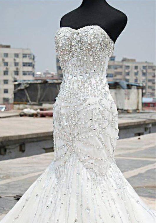 Mermaid Wedding Dress With Sparkling  crystals at Bling Brides Bouquet online Bridal Store
