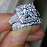 Bling Bridal  134pcs Topaz simulated diamond 14KT White Gold Filled Wedding Ring Set Sz 5-11