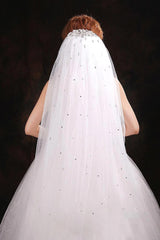 Bridal Veil With rhinestone Crystals, White or Ivory Wedding Veil