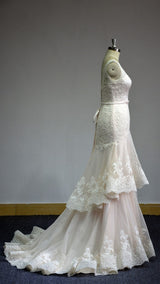 Western Style Tiered Mermaid bridal dress at Bling Brides Bouquet online Bridal Store