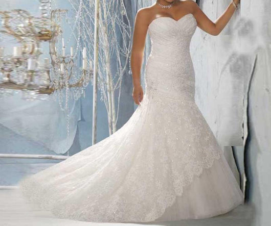 Mermaid Sweetheart Lace Wedding Dress at Bling Brides Bouquet online Bridal Store