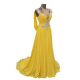Yellow V Neck Prom Dresses at Bling Brides Bouquet Online Bridal Store