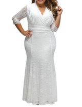 V-neck Plus Size Lace mother of the bride dress at Bling Brides Bouquet - Online Bridal Store