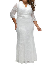 V-neck Plus Size Lace mother of the bride dress at Bling Brides Bouquet - Online Bridal Store