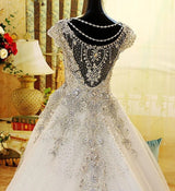 Bling Crystal Beaded Wedding Dress A Line Bridal Gowns