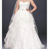 Organza ruffle and lace ball gown wedding dress at Bling Brides Bouquet