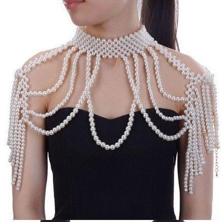 Pearl Bridal Shoulder Necklace Beaded Jewelry For Wedding Party