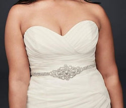 Organza Plus Size Mermaid Wedding Dress With Lace-Up Back Ruffled Skirt
