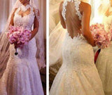 Sexy Wedding Dress, Mermaid Wedding Dresses, High Neck Wedding Dress