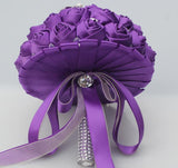 Purple Wedding Bridal Bouquets Satin Crystal Wedding Bouquet with bling