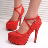 Sparkling rhinestone wedding shoes high-heeled shoes women's party bridal shoes