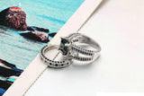 Black Topaz diamond  and crystal Black Gold Filled Bridal Engagement Wedding Ring set