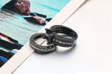 Black topaz & Clear Crystal Bridal Rings Sets Black Gold Color wedding jewelry set