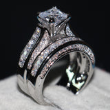 20ct Cz Wedding ring 14KT White Gold Filled 3-in-1 Engagement Wedding Band Ring Set