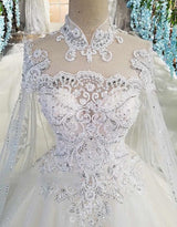 Vintage Lace A-Line Wedding Dresses  Long Sleeves Long Train For Bride