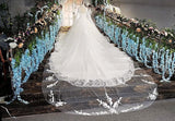 Vintage Lace A-Line Wedding Dresses  Long Sleeves Long Train For Bride