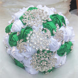 Bling Satin Rose Bridal Wedding Bouquets Crystal Bridal Bouquets