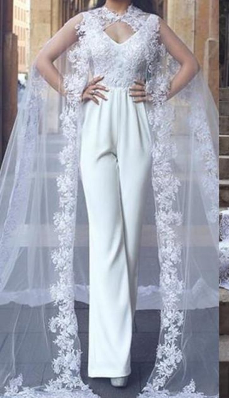Lace with Sweeping-Floor Cape Prom Jumpsuit Ashley Lauren 11150 -  PromHeadquarters.com