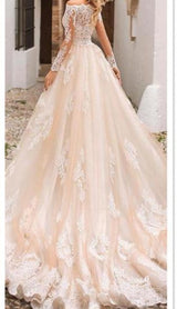Long Sleeves Detachable Train  Mermaid Lace Wedding Dresses