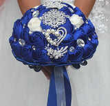 Royal Blue Wedding Bridal Bouquets Satin Crystal Wedding Bouquet with bling