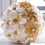 Custom wedding bridal bouquets gold crystal sparkle bouquet for bride