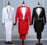Mens Classic wedding Tuxedo Grooms Print wedding suit with tail coat
