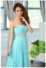 Chiffon turquoise colored  bridesmaid dress at Bling Brides Bouquet online Bridal Store