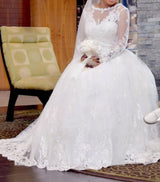Long Sleeved Lace Wedding Dress /Ball Gown at Bling Brides Bouquet - Online Bridal Store