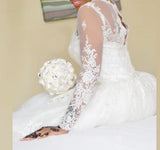 Long Sleeved Lace Wedding Dress /Ball Gown at Bling Brides Bouquet - Online Bridal Store