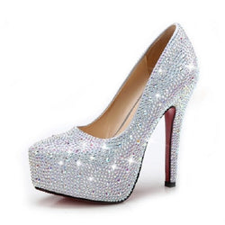 Sparkling rhinestone wedding shoes high-heeled women's party bridal heels