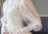 Vintage Long Sleeve Wedding Dresses High Neck Open Back Wedding Gown