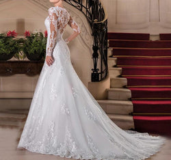Lace Long Sleeve Wedding Dresses Vintage Mermaid Wedding Dress