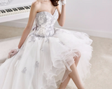 Exquisite Custom Made High Low Wedding Dresses Sweetheart Organza Short Front Long Back Bridal Gowns